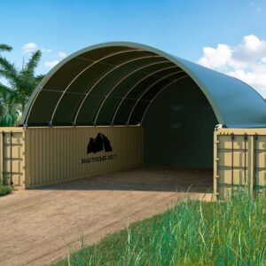 40x40ft (12x12m) Commercial Grade Dome with Fixed Tube End Wall GREEN
